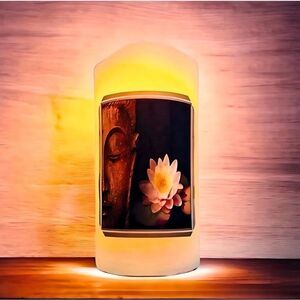 NWT. Buddha and Lotus Flameless Candle with Timer